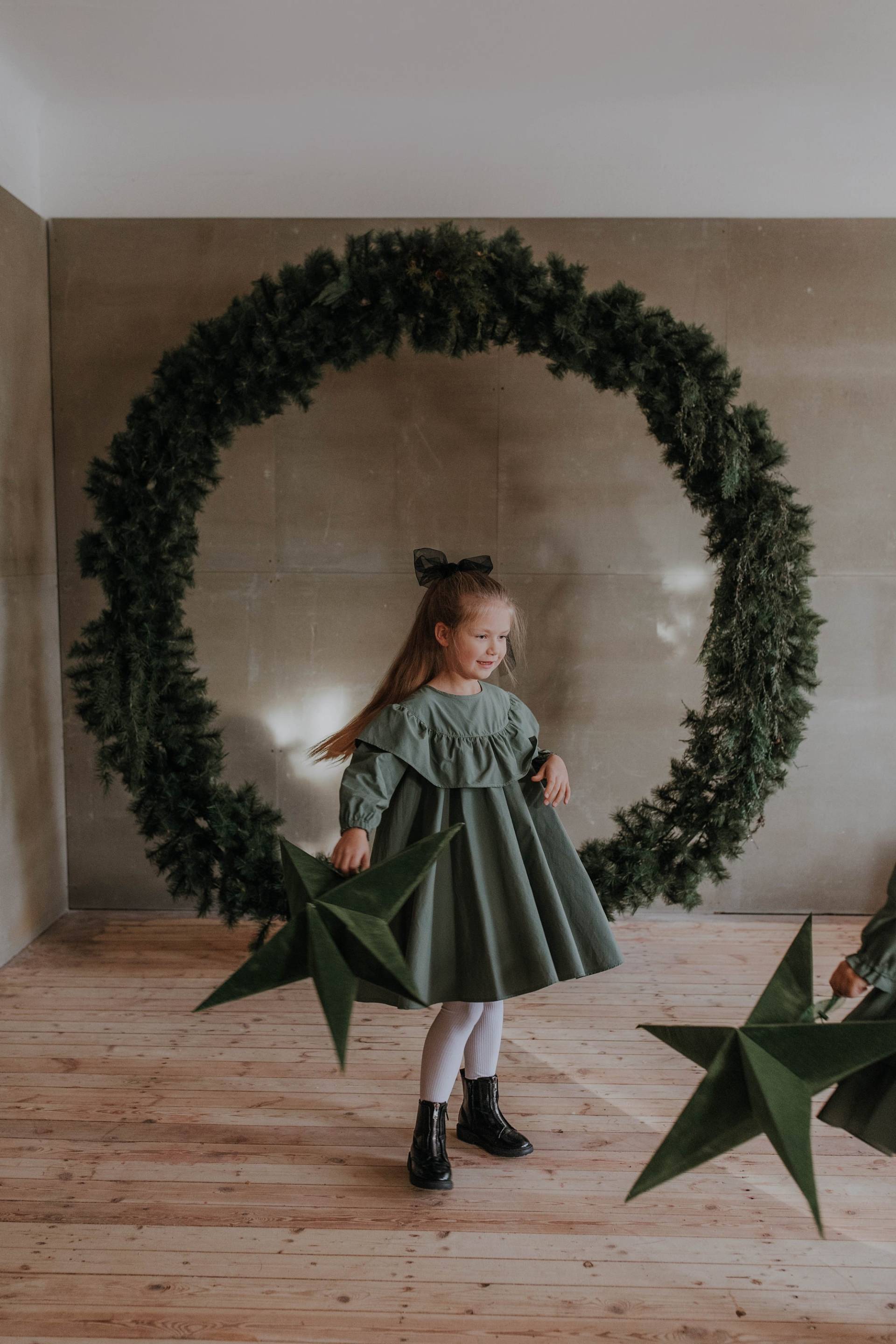 Rüschen Kleid Kleinkind, Weihnachten Mädchen Outfit, Urlaub Grünes Kleid, Größe 6, Mädchen, Für Kleinkind von PataTaTaDress