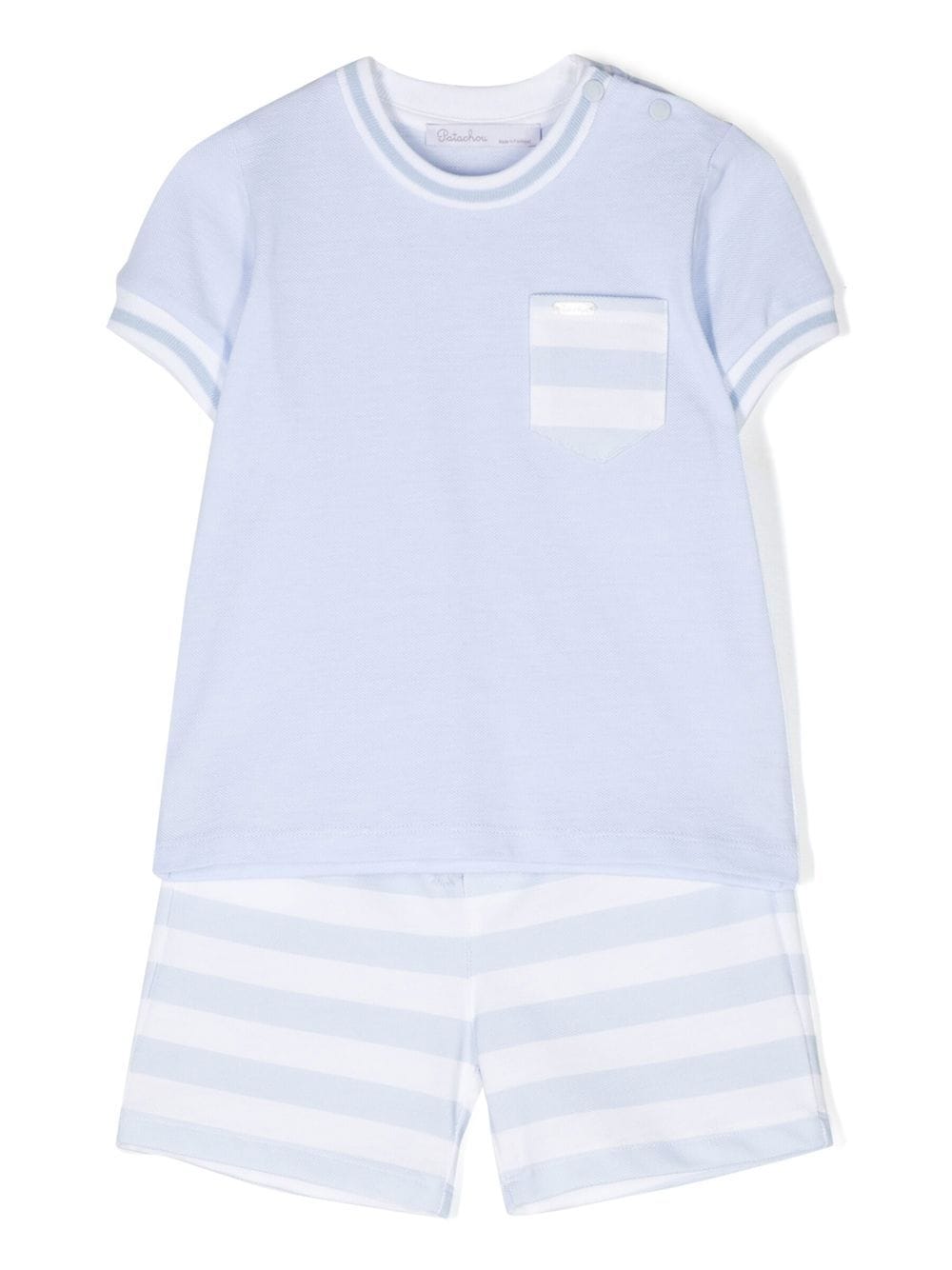 Patachou Set aus T-Shirt und gestreiften Shorts - Blau von Patachou