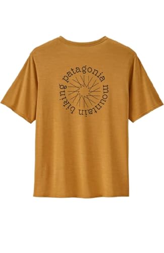 Patagonia Herren M's Cap Cool Daily Graphic Shirt-Lands Unterhemd, Spoke Schablone: Pufferfish Gold X-Dye, S von Patagonia
