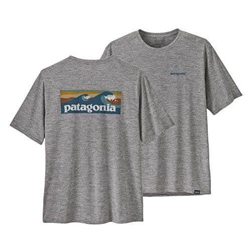 Patagonia Herren M's Cap Cool Daily Graphic Shirt-Waters Tops, Boardshort Logo Abalone Blue: Feather Grey, M von Patagonia