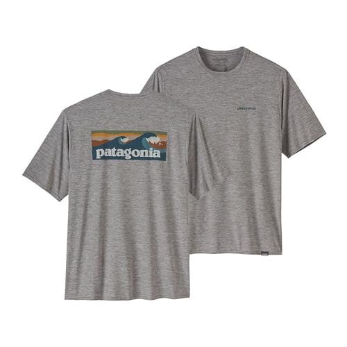 Patagonia Herren M's Cap Cool Daily Graphic Shirt-Waters Tops, Boardshort Logo Abalone Blue: Feather Grey, S von Patagonia