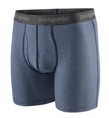 Patagonia Herren M's Essential Boxer Briefs-6 In. Intimates, Fathom Stripe: New Navy, Large von Patagonia