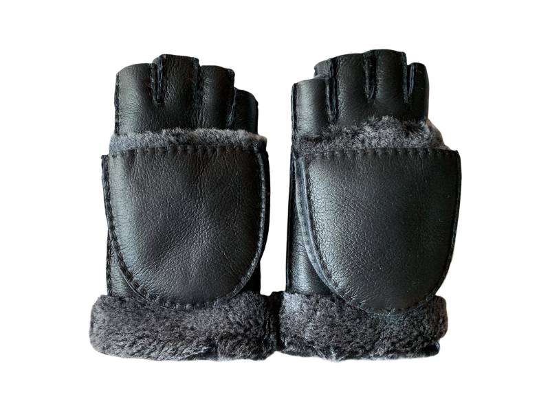 Lammfellhandschuhe - Halbfinger Mit Schutz Wandelbare Handschuhe Autohandschuhe Sms-Handschuhe Flip-Fäustlinge Fingerloser Handschuh von PatagoniaLeatherRugs