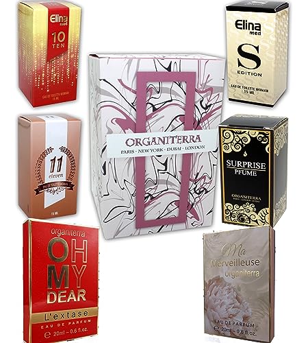 Set von 6 (sechs) Parfum für Frauen 15ml Jedes einzelne Box Spray.(Eau de Toilette). von organiterra