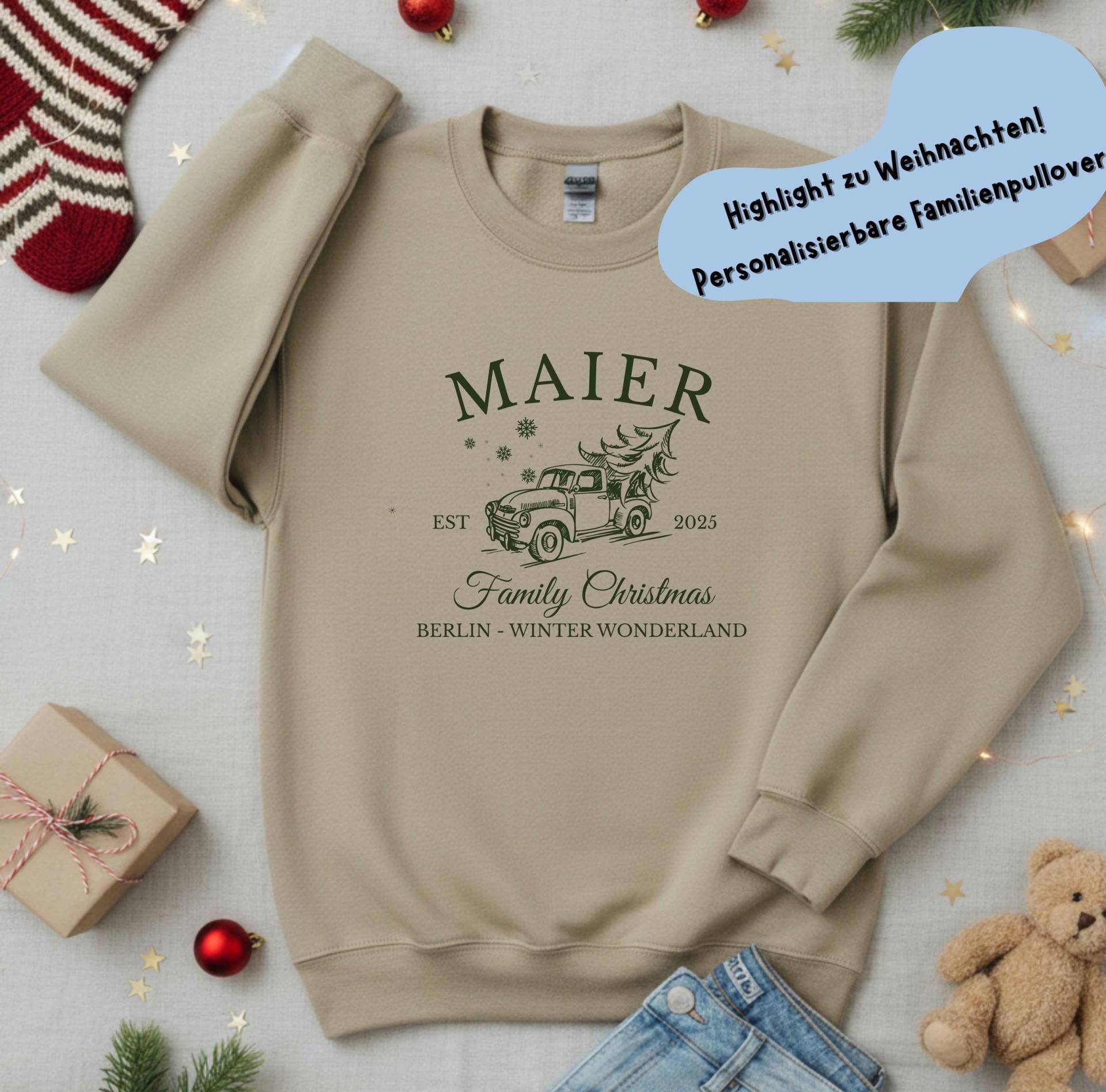 Personalisierter Mama Papa Pullover Als Weihnachtsgeschenk 2025 | Hoodie Für Die Ganze Familie Weihnachtspullover Matching Familienpulli von PatasticDesigns