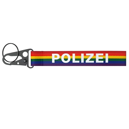 Patch Force - Schlüsselband Polizei (Regenbogen) - Schlüsselanhänger mit Karabiner/Haken - Als Ausrüstung, Zubehör oder Geschenk für Polizisten, Kinder oder Sammler - Keychain von Patch Force