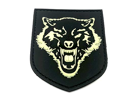 Heulender-Wolf Airsoft Klettverschluss Patch PVC Klett Abzeichen (Im Dunkeln Leuchten) von Patch Nation
