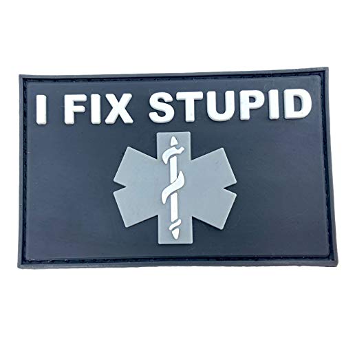 I Fix Stupid Medic Taktisch Airsoft PVC Klett Emblem Abzeichen Patch (Grau Grau) von Patch Nation