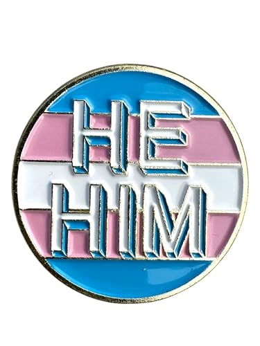 Patch Nation Anstecknadel mit Aufschrift "He Him" Pronomen, Transgender-Flagge, Metall, Anstecknadel von Patch Nation