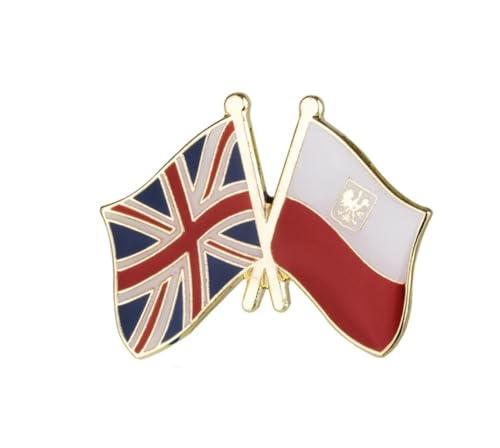 Patch Nation Anstecknadel mit Wappen des Vereinigten Königreichs, Polen, Freundschaftsflagge, Metall, Brosche, 25mm Wide 20mm High, Aluminium von Patch Nation