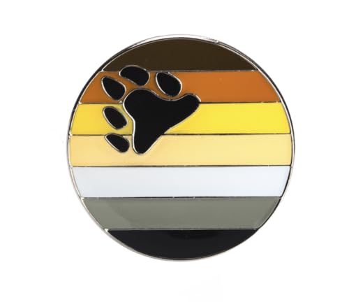 Patch Nation Bear Pride Gay Hairy Men LGBTQ+ Flagge Runde Metall Anstecknadel Brosche, 26mm Diameter, Aluminium von Patch Nation