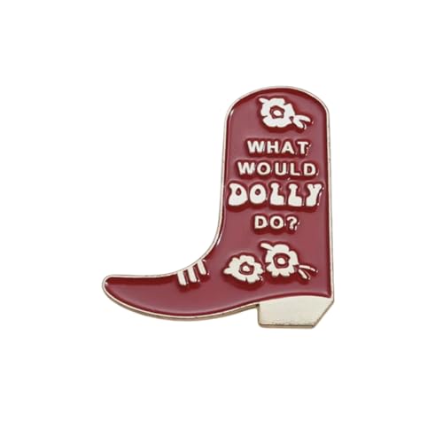 Patch Nation Brosche mit Aufschrift "What Would Dolly Do", Cowboystiefel, Metall, für Cosplay von Patch Nation
