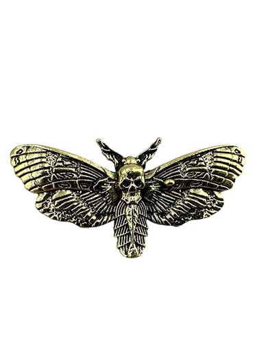 Patch Nation Deaths Head Hawk Motte Metal Pin Badge Biker Brosche (Gold) von Patch Nation