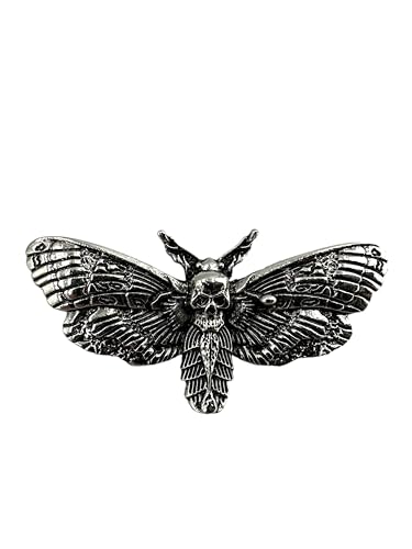 Patch Nation Deaths Head Hawk Motte Metal Pin Badge Biker Brosche (Silber) von Patch Nation