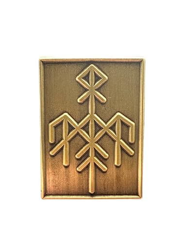 Patch Nation Wardruna Brosche aus bronzefarbenem Metall, Motiv: Norse Elder Futhark Runen, 22mm Wide 30mm High, Aluminium von Patch Nation