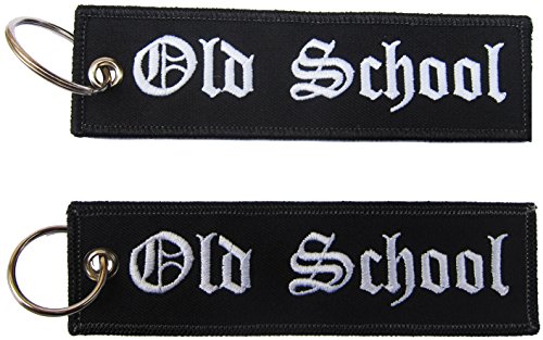 Patch OLD SCHOOL retro vintage Biker Aufnäher gestickter Schlüsselanhänger Key Chain von Patch