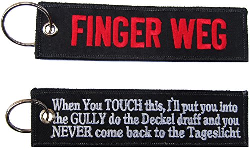 Patch FINGER WEG BIKER Motorrad gestickter Schlüsselanhänger Keychain Aufnäher von Patch