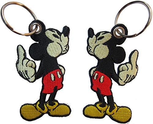 Patch Mickie Micky Maus Mouse Mittelfinger gestickter Schlüsselanhänger Key Chain von Patch