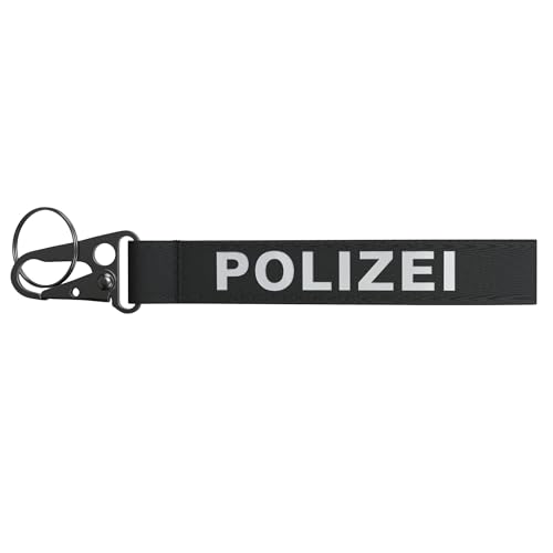 Patch Force - Schlüsselband Polizei (schwarz) - Schlüsselanhänger mit Karabiner/Haken - Als Ausrüstung, Zubehör oder Geschenk für Polizisten, Kinder oder Sammler - Keychain von Patch Force