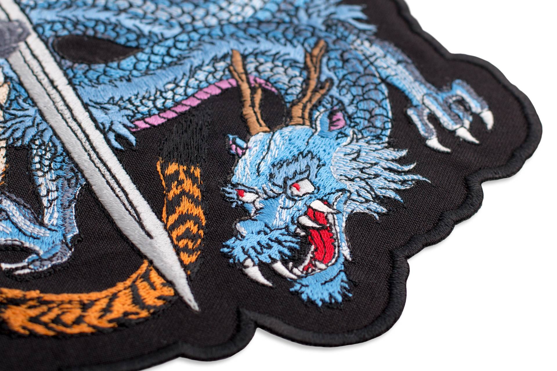 Tiger Und Drache Großer Aufnäher, Fantasy Schwert Rückenjacke Angry Animal Emblem, Besticktes Bügeleisen/Aufnäher von PatchManCreations