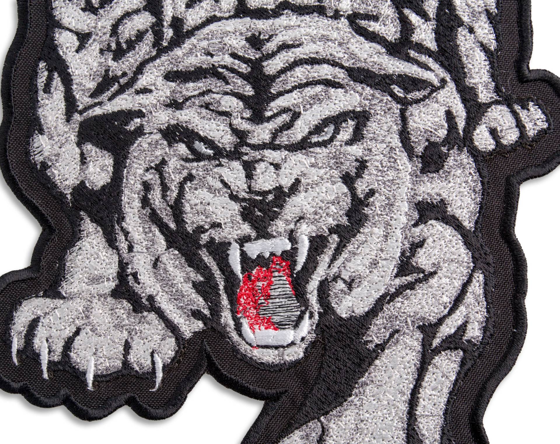 Weißer Tiger Großer Aufnäher, Biker Rückenjacke Raubtier Emblem, Besticktes Bügeleisen/Aufnäher in 2 Größen von PatchManCreations