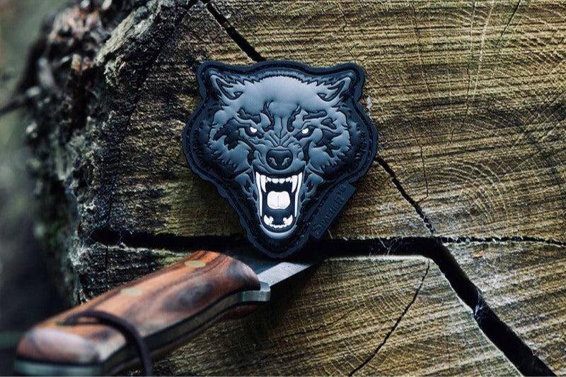 Angry Wolf Head Patch, Grau/3D Rubber Patch von PatchSnatchedShop