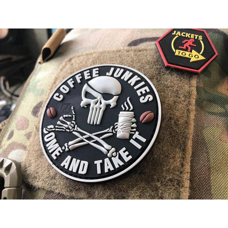 Pirat Punisher Coffee Junkies Patch, 3D Rubber Patch von PatchSnatchedShop