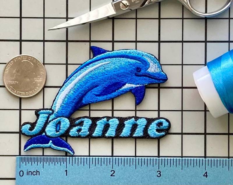 Personalisierter Delfin Aufnäher Individuell Gestickte Applikation Zum Aufbügeln von PatchesByLauren