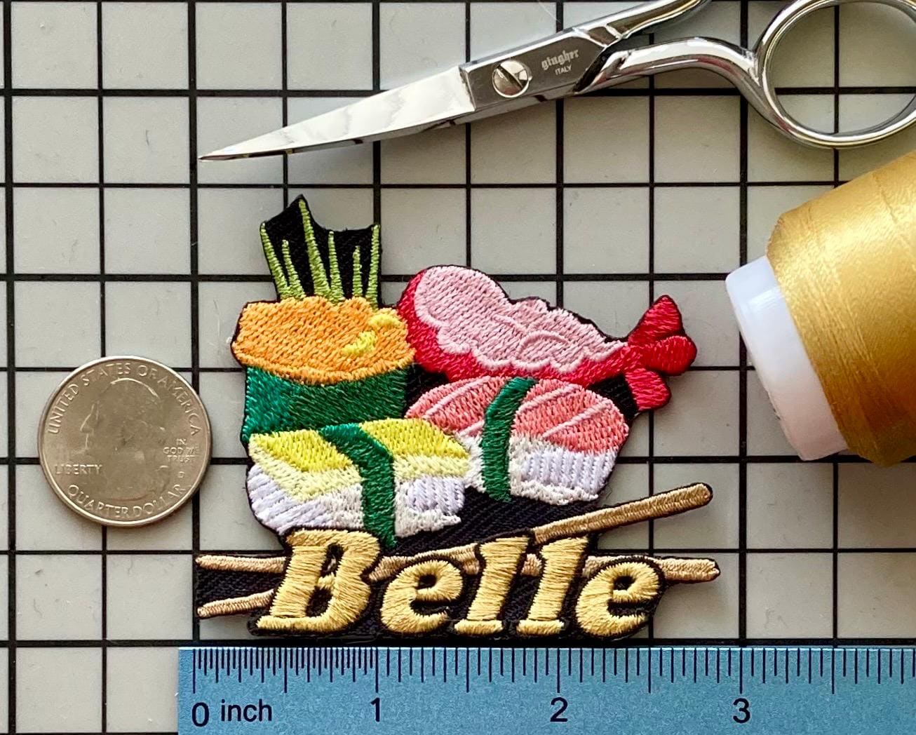 Personalisierte Sushi Gestickt Aufnäher Benutzerdefinierte Name Bügelbild von PatchesByLauren