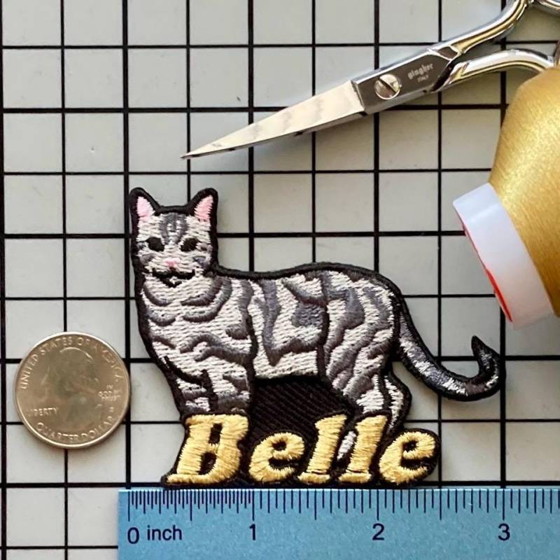 Personalisierter American Kurzhaar Katze Aufnäher Individuell Gestickte Applikation Zum Aufbügeln von PatchesByLauren
