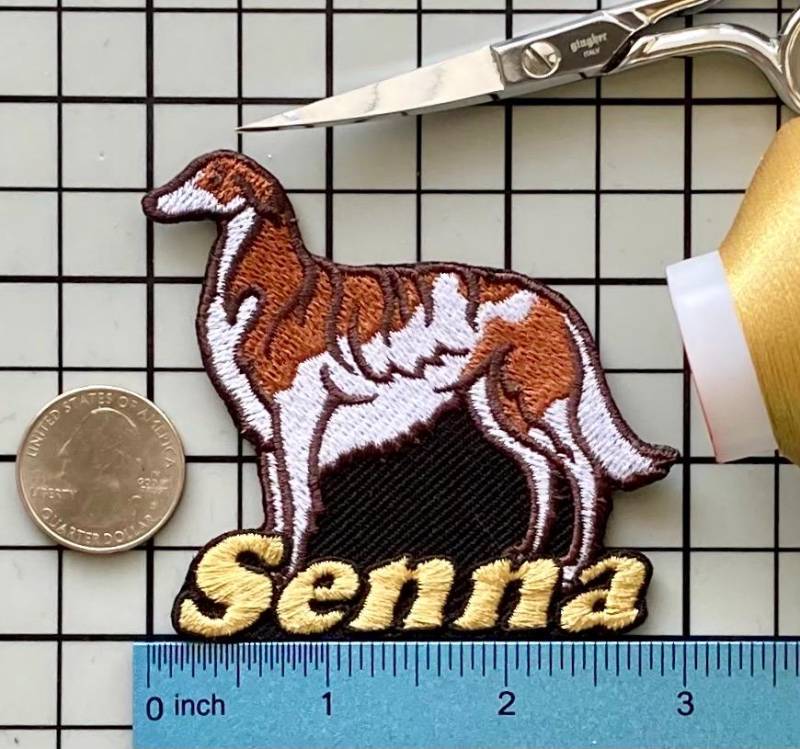 Personalisierter Barsoi Hund Gesticktes Aufnäher Individuell Gesticktes Aufnäher von PatchesByLauren