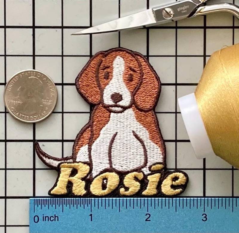 Personalisierter Beagle Hund Patch Individuell Gestickte Applikation Zum Aufbügeln von PatchesByLauren