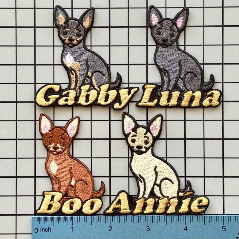 Personalisierter Chihuahua Hund Patch Individuell Gestickte Applikation Zum Aufbügeln von PatchesByLauren