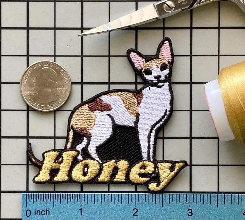 Personalisierter Devon Rex Katze Aufnäher Individuell Gestickte Applikation Zum Aufbügeln von PatchesByLauren