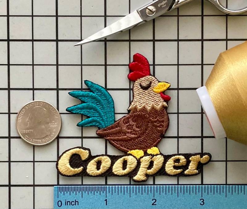 Personalisierter Hahn Aufnäher Individuell Gestickte Applikation Zum Aufbügeln von PatchesByLauren