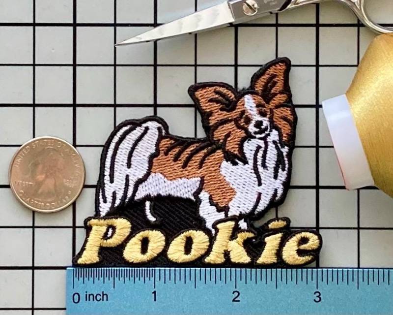 Personalisierter Papillon Hund Patch Individuell Gestickte Applikation Zum Aufbügeln von PatchesByLauren