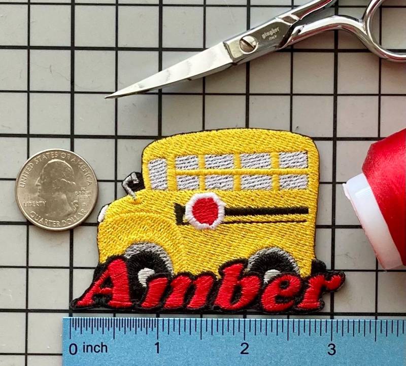Personalisierter Schulbus Aufnäher Individuell Gestickte Applikation Zum Aufbügeln von PatchesByLauren