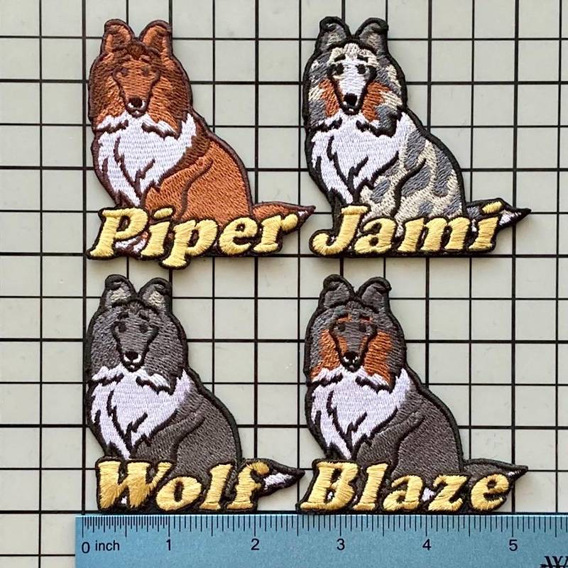 Personalisierter Sheltie Hund Gestickter Aufnäher Benutzerdefinierte Name Aufbügeln Applikation von PatchesByLauren