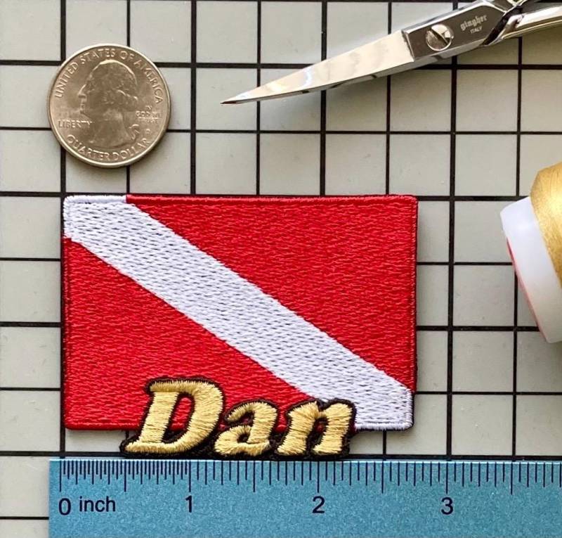 Personalisierter Taucher Flaggen Aufnäher Individuell Gestickte Applikation Zum Aufbügeln von PatchesByLauren