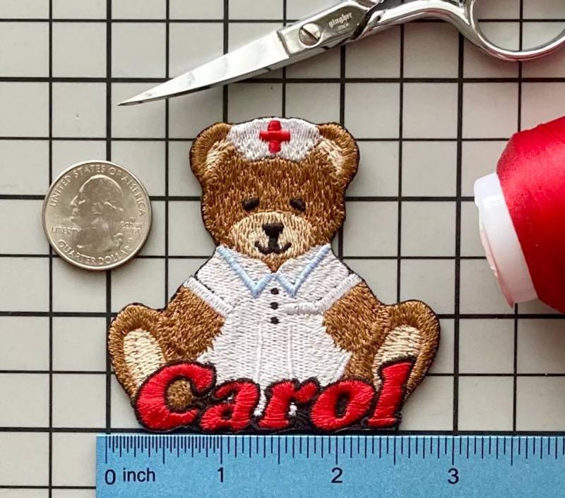 Personalisierter Teddybär Krankenschwester Aufnäher Individuell Gestickte Applikation Zum Aufbügeln von PatchesByLauren