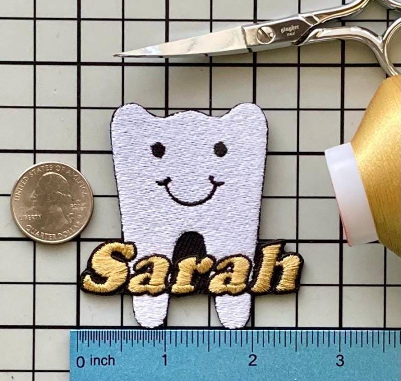 Personalisierter Zahn Zahnarzt Aufnäher Individuell Gestickte Applikation von PatchesByLauren