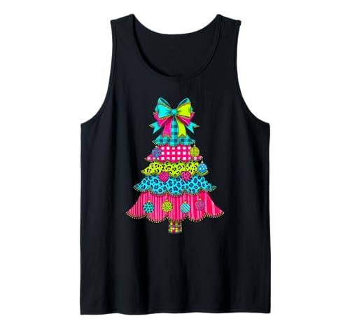 Adretter Weihnachtsbaum Patchwork Vintage Herren Damen Kinder Xmas Tank Top von Patchwork Christmas Men Women Apparel Clothes Idea