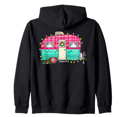 Weihnachten Camping Patchwork Camper RV Männer Frauen Kinder Xmas Kapuzenjacke von Patchwork Christmas Men Women Apparel Clothes Idea
