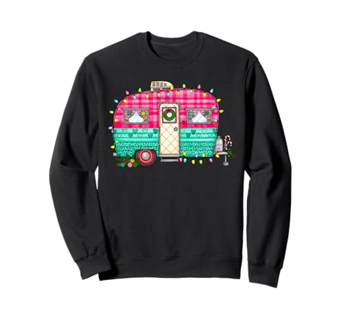 Weihnachten Camping Patchwork Camper RV Männer Frauen Kinder Xmas Sweatshirt von Patchwork Christmas Men Women Apparel Clothes Idea