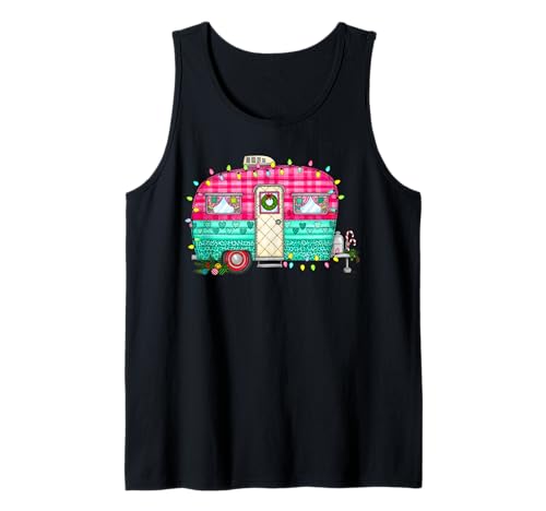 Weihnachten Camping Patchwork Camper RV Männer Frauen Kinder Xmas Tank Top von Patchwork Christmas Men Women Apparel Clothes Idea