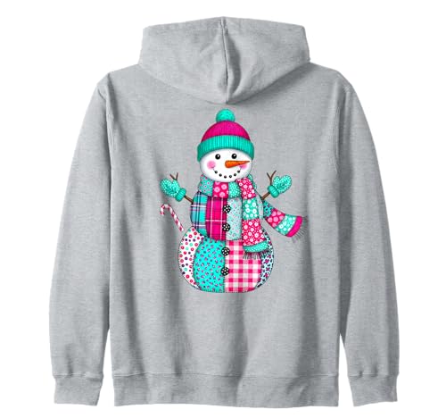 Weihnachten Patchwork Schneemann adrett Retro Männer Frauen Kinder Xmas Kapuzenjacke von Patchwork Christmas Men Women Apparel Clothes Idea