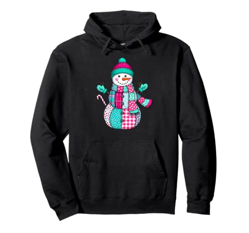 Weihnachten Patchwork Schneemann adrett Retro Männer Frauen Kinder Xmas Pullover Hoodie von Patchwork Christmas Men Women Apparel Clothes Idea
