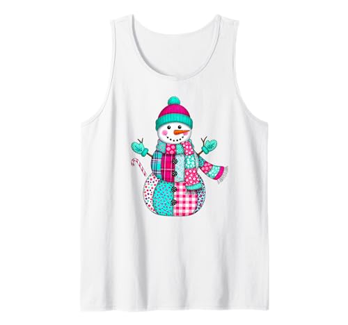 Weihnachten Patchwork Schneemann adrett Retro Männer Frauen Kinder Xmas Tank Top von Patchwork Christmas Men Women Apparel Clothes Idea