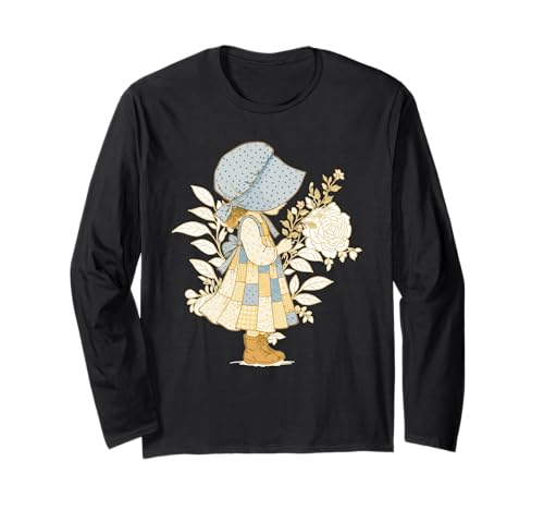 Vintage Bonnet-Mädchen im Patchworkkleid – Cottagecore Blume Langarmshirt von Patchwork Meadow Co.