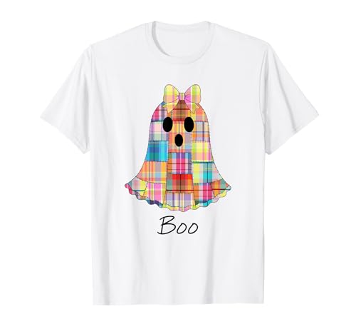 Mädchen Patchwork Geist bunt Halloween Madras Plaid Geist T-Shirt von Patchwork colorful Madras Plaid Ghost Halloween